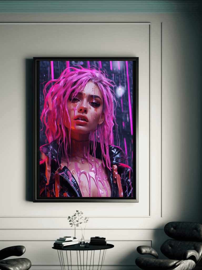 Pink Drip Wood Framed Wall Art Canvas product image (5)