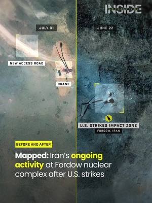 Iran has been busy at the Fordow nuclear facility. Recent satellite images captured by Maxar show a buildup of construction equipment near the underground sites targeted by U.S. strikes in June. The full extent of the damage done to Iran’s nuclear program remains unclear.  #geopolitics #news #iran 
