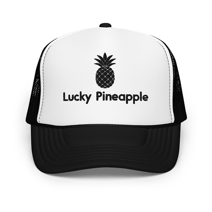 Lucky Pineapple Films Logo Embroidered Black and White Trucker Hat product image (1)