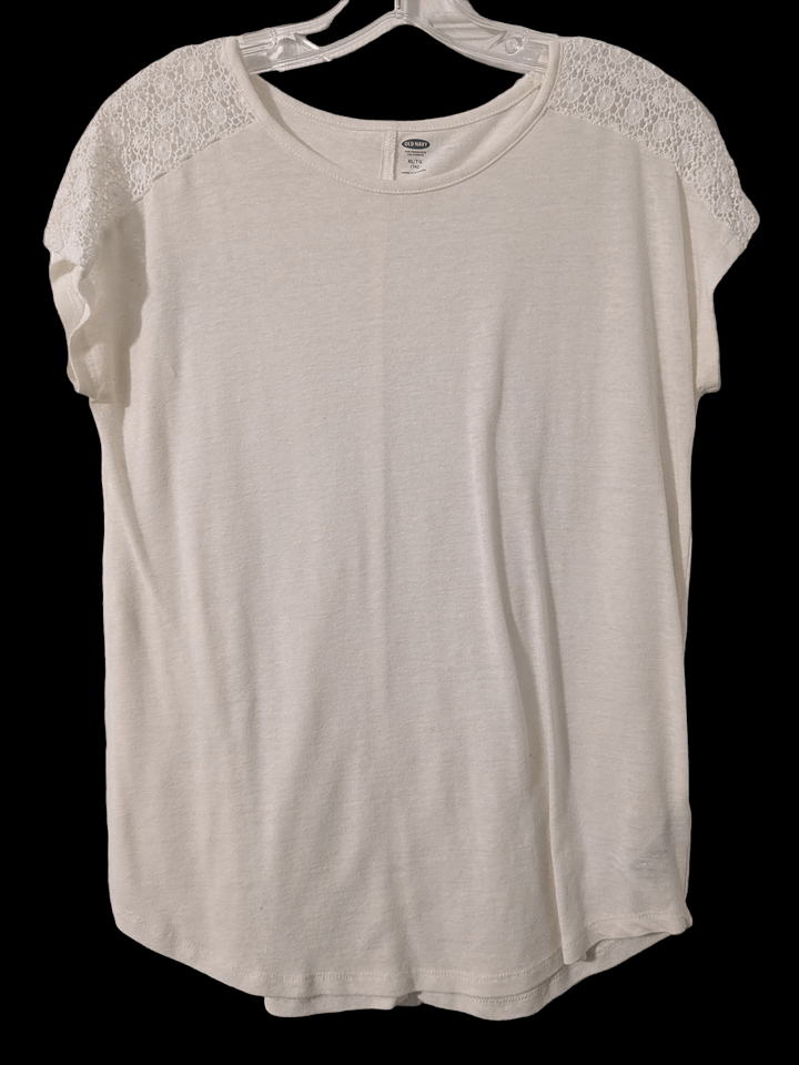 XL White Crochet Shirt Sleeve Top product image (1)