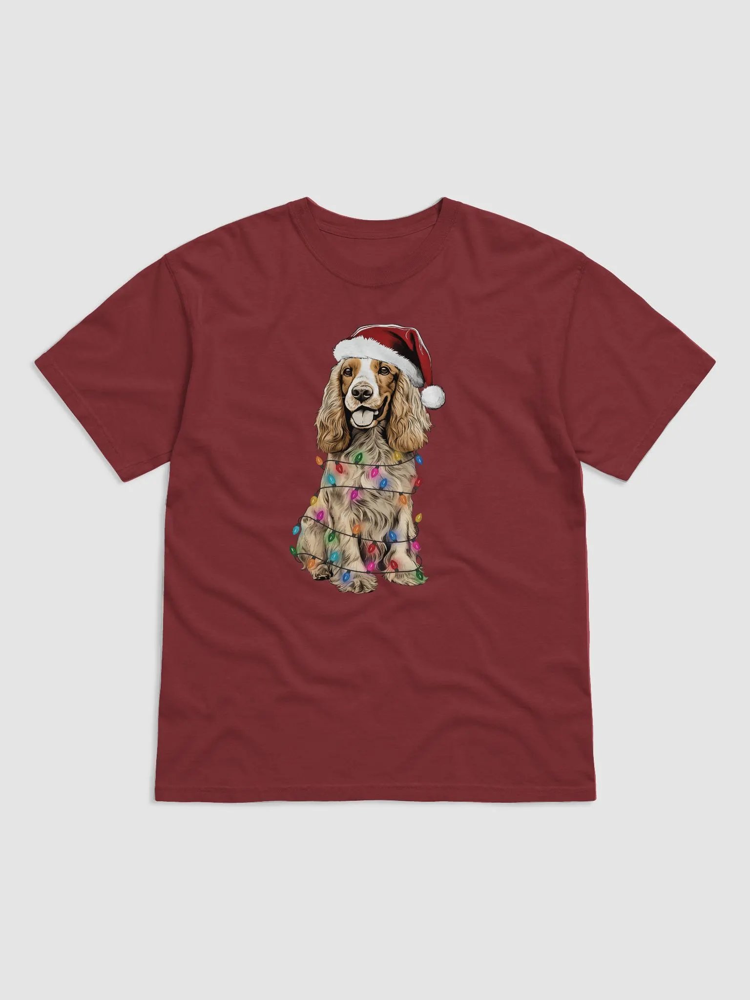 Funny Cocker Spaniel(Orange & White) Christmas T-Shirt for Cocker Spaniel Paw-rents product image (9)