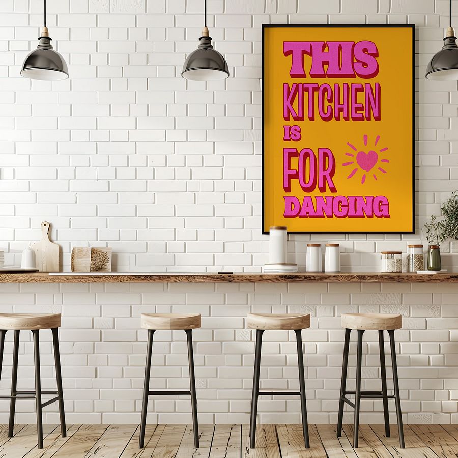 THIS KITCHEN IS FOR DANCING Retro Typography Art Print product image (3)