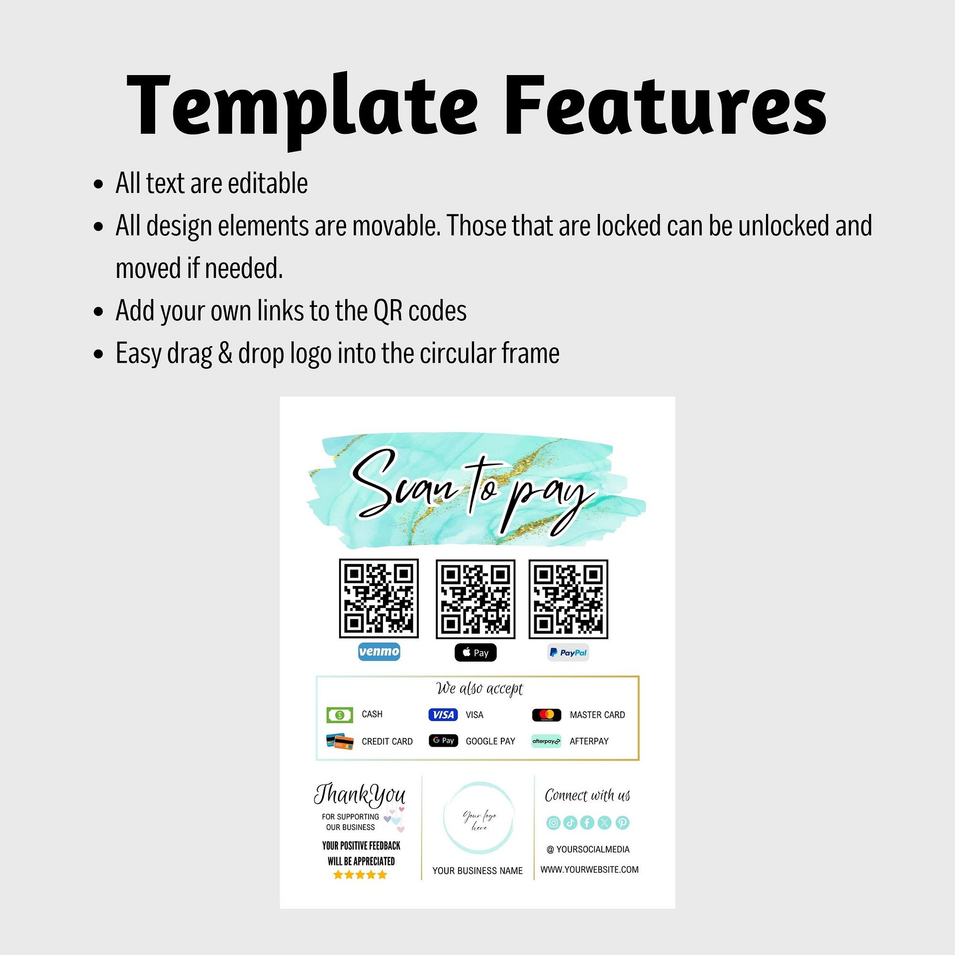 Marina - Scan To Pay QR Code Sign Template product image (5)