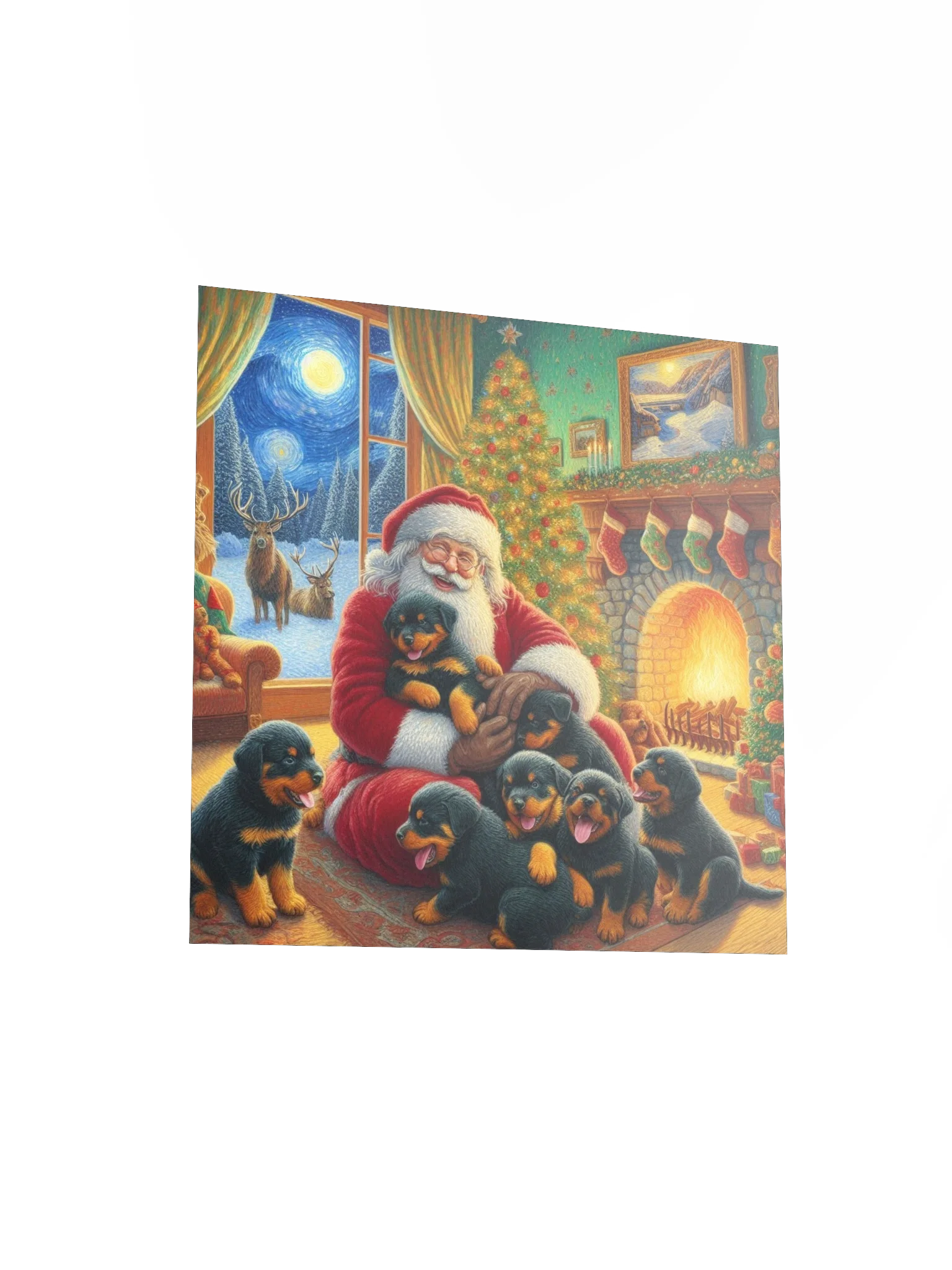 Jolly Santa & Rottweiler Puppies Christmas Poster product image (11)