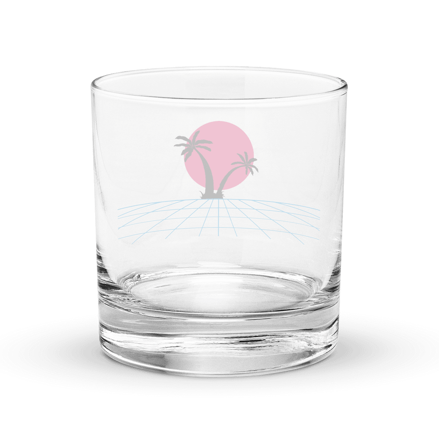 Retro Sunset Palm Trees Rocks Glass product image (4)