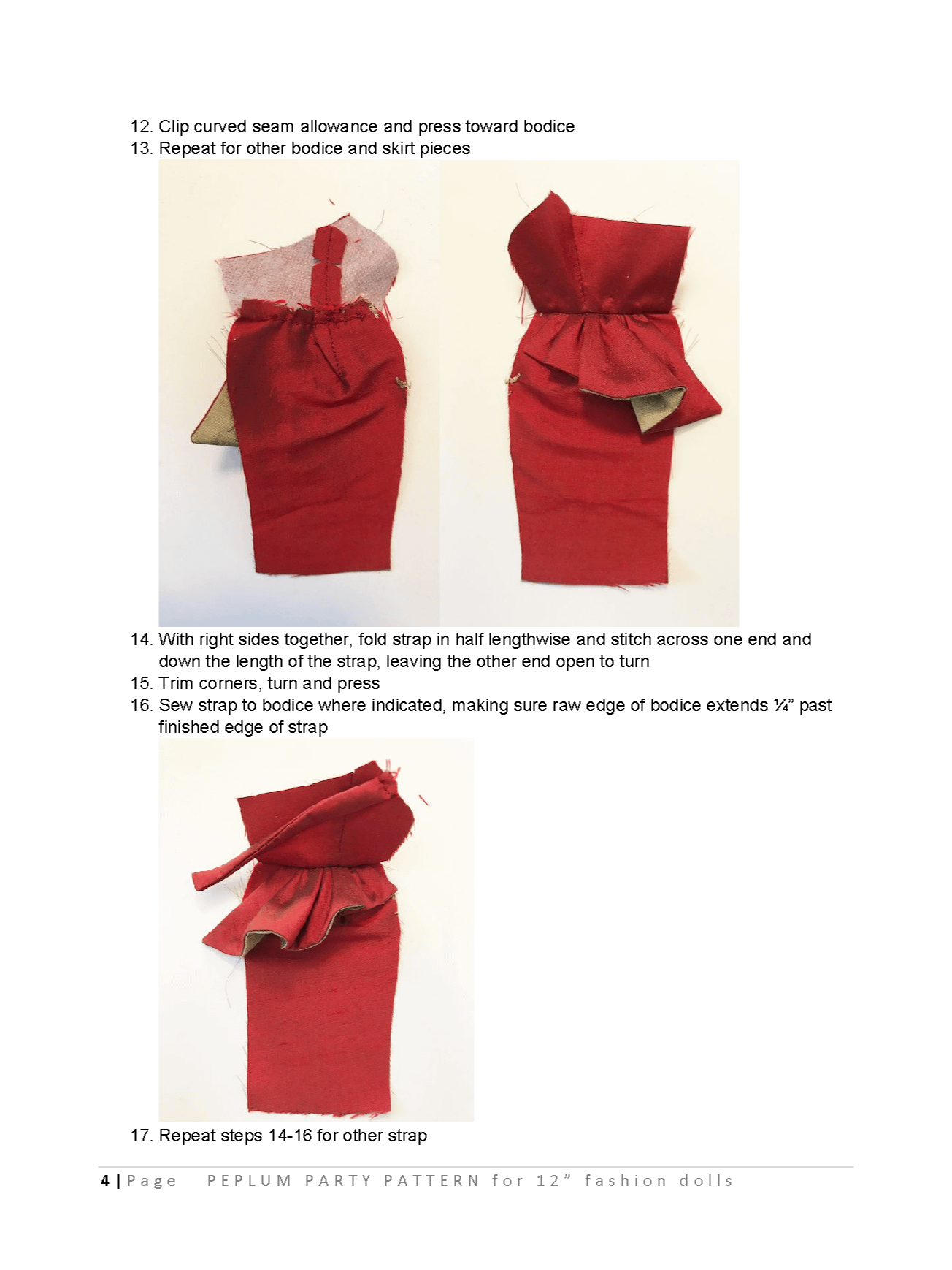 Peplum Party sewing pattern for 12" fashion dolls product image (3)