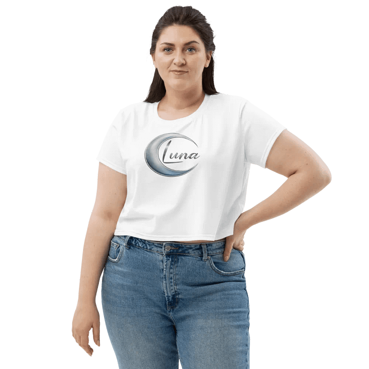 Luna Women's Crop Top - Stylish White Crescent Moon Design product image (1)