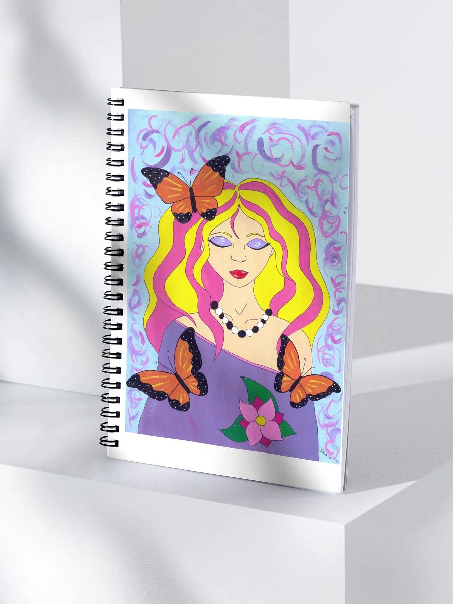 Butterfly spring woman (art by Dina R.) acrylic painting picture - Spiral Notebook product image (4)
