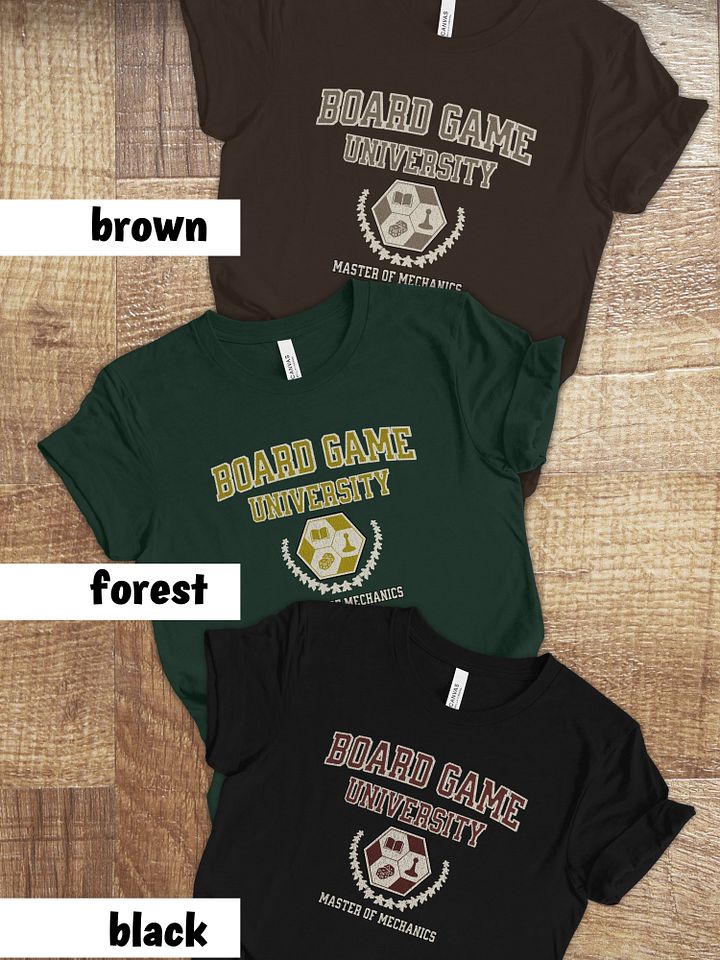 Board Game University Shirt, College T-shirt for Board Gamers, Master of Mechanics on Black product image (2)