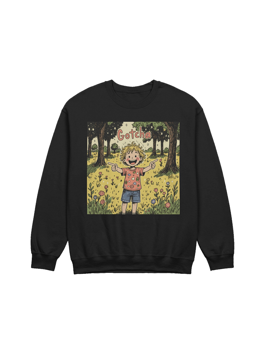 Gotcha! Playful Child – Whimsical Forest Crewneck Sweatshirt product image (1)