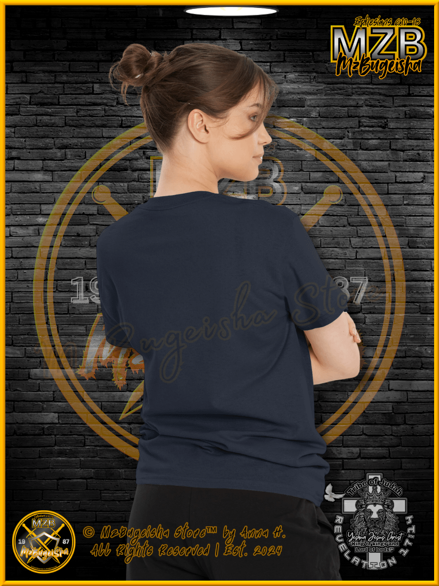T-Shirt - MzBugeisha™ "Yeshua Jesus Christ King of kings " [V2/navy] Faith Based T-Shirt By Anna H. product image (4)
