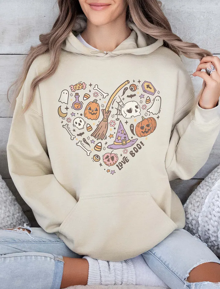 Heart-Shaped Fall and Halloween Design Elements Hooded Sweatshirt | Fall and Halloween Hoodie Design product image (33)