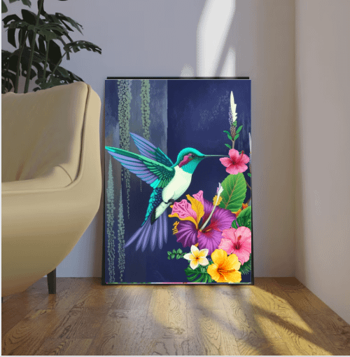 White and Blue Hummingbird Wall Art product image (5)