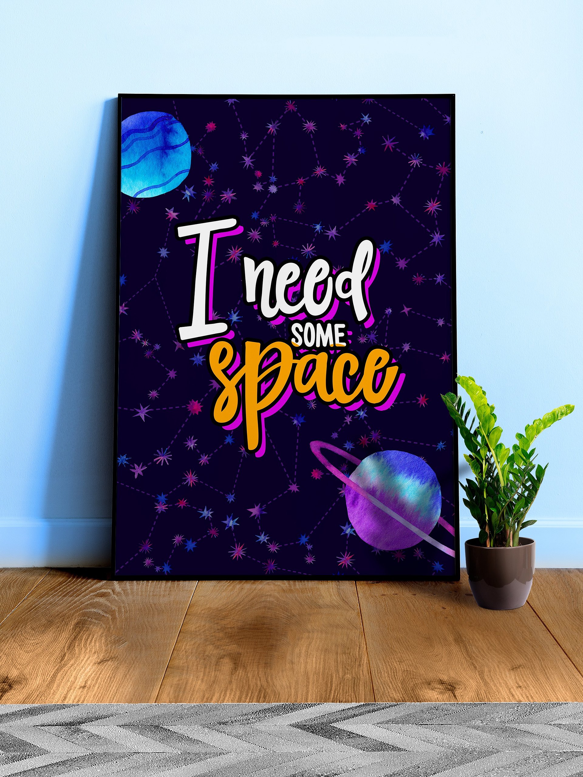 I need some space [neon/synthwave/vaporwave/watercolor] — aesthetic watercolor poster, neon space poster, retrowave poster, motivation quotes product image (1)
