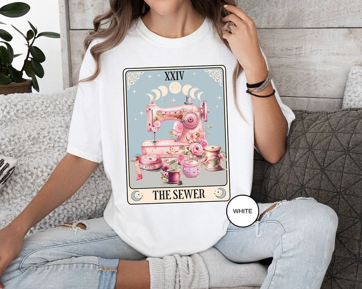 Sewer Tarot Card Comfort Colors TShirt, The Sewer Tarot Card Shirt, Gift for Seamstress Mom Grandma, Sewing, Quilter, Quilting Gift T-Shirt product image (2)