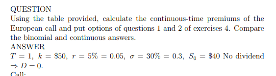 TD - Continuous time premiums of European call and put options product image (1)