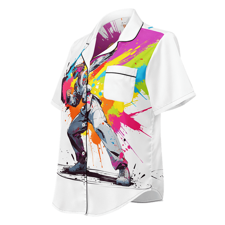 All-Over Print Women's Short Sleeve Pajama Top ( D_0144_Color Kick Taekwondo Boy of the Streets ) product image (3)