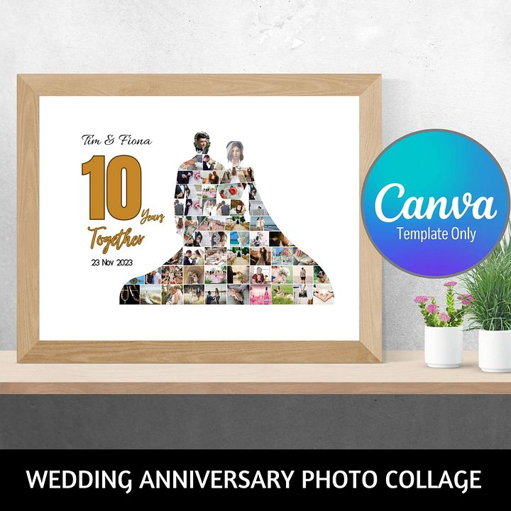 Married Couple Wedding Anniversary Photo Collage Canva Template product image (1)