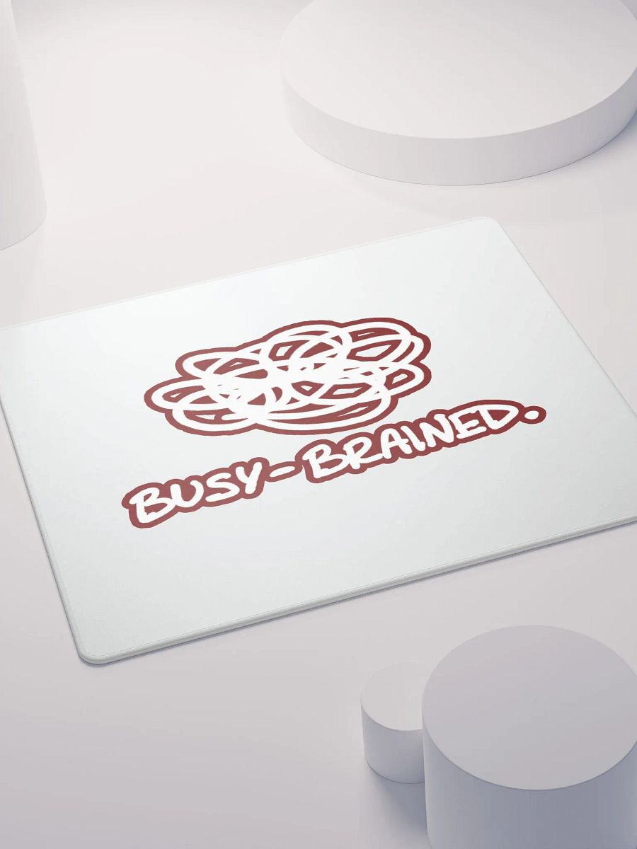 BUSY-BRAINED (lined design, #6D1616) mouse pad product image (4)