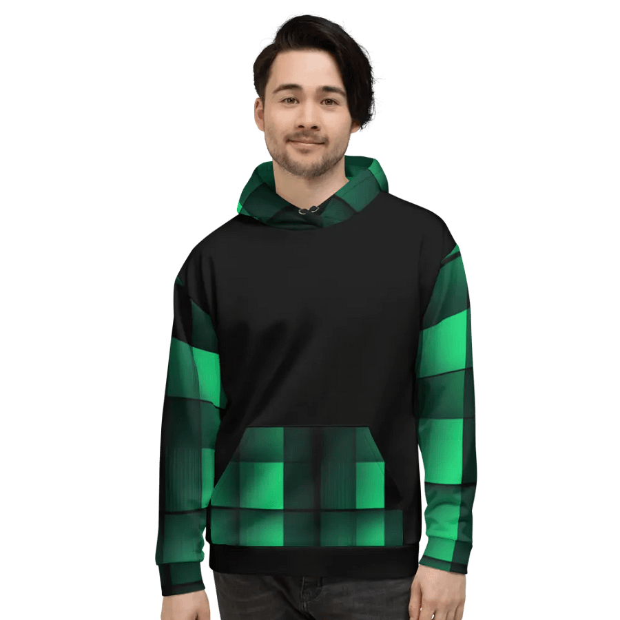 Black And Green Squares Unisex Hoodie product image (2)