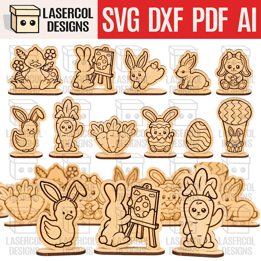 Easter Cutouts With Base Bundle (Set 1-2-3-4) - Laser Cut Files product image (4)