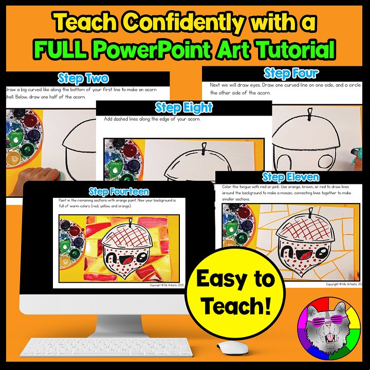 Autumn Art Lesson Acorn Art Project Fall Reading Comprehension Writing Prompts product image (2)