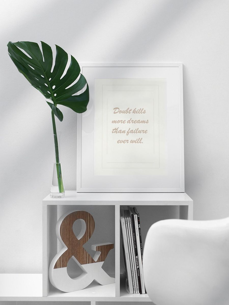 Doubt Kills More Dreams Than Failure Ever Will Quote Poster, Beige Wall Art, Inspirational Home Decor, Motivational Office Artwork Print product image (3)