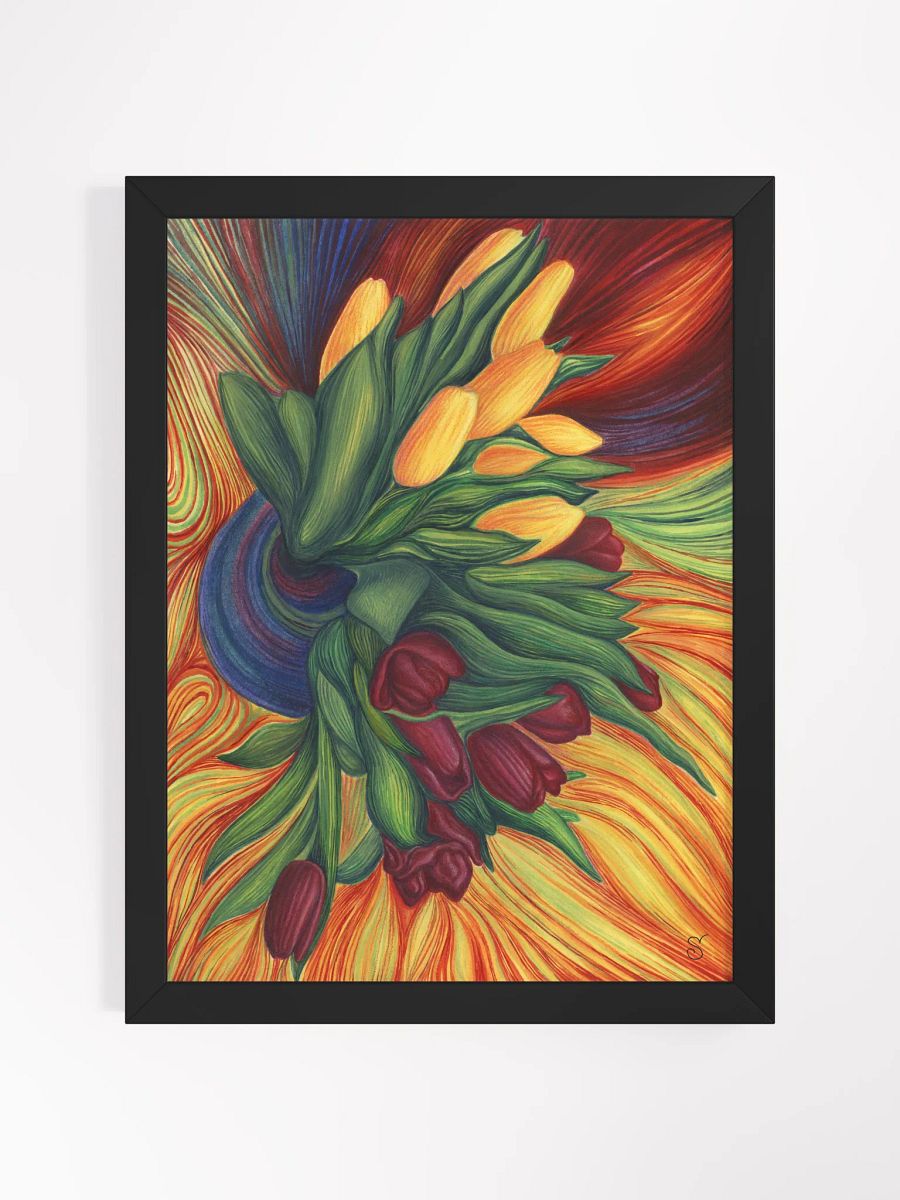 Vibrant Ayous Wood Framed Matte Poster - Yellow and Purple Tulips product image (2)