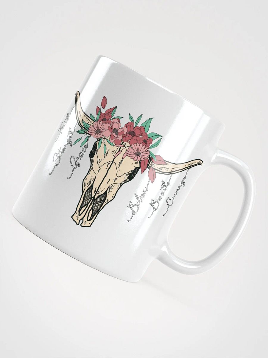 Floral Cow Skulls White Glossy Mug product image (4)