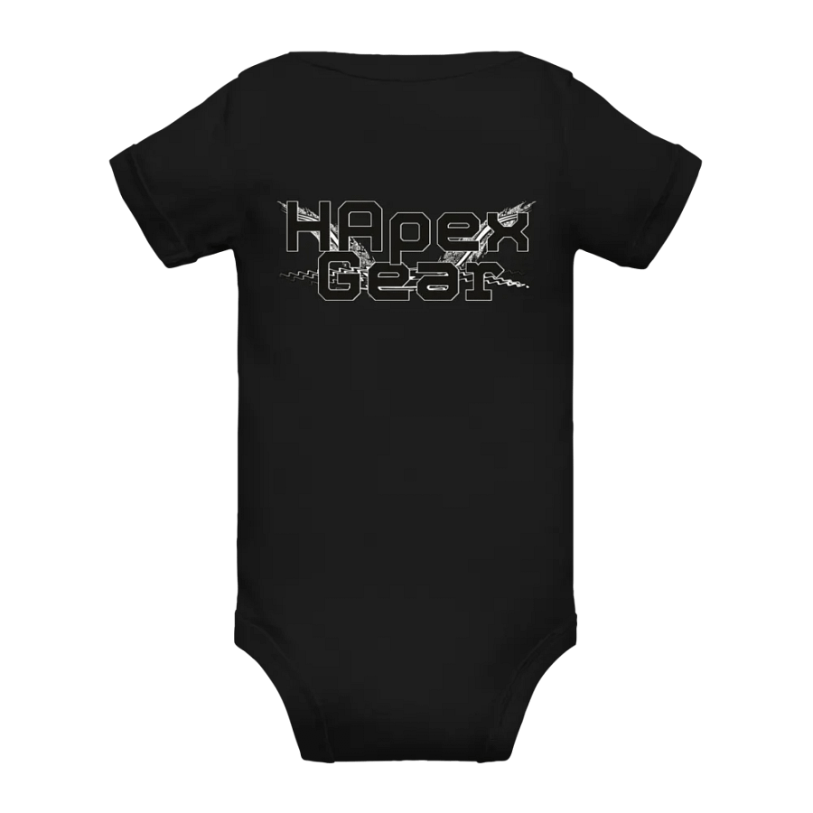 Baby Short Sleeve One Piece - Embroidered - Black HApex Gear White Logo product image (12)