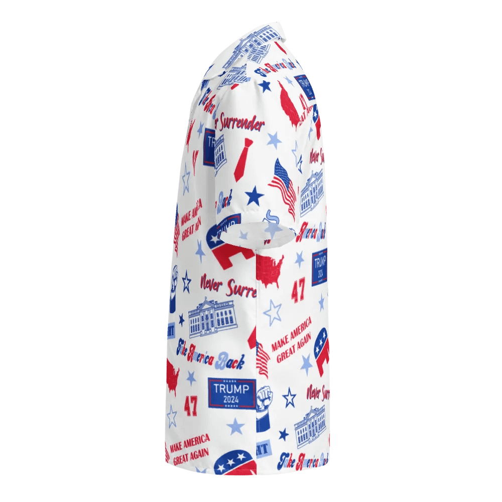 Trump 2024 Election-Themed White Pattern Hawaiian Shirt - Patriot Trump Supporter Make America Great Again product image (9)