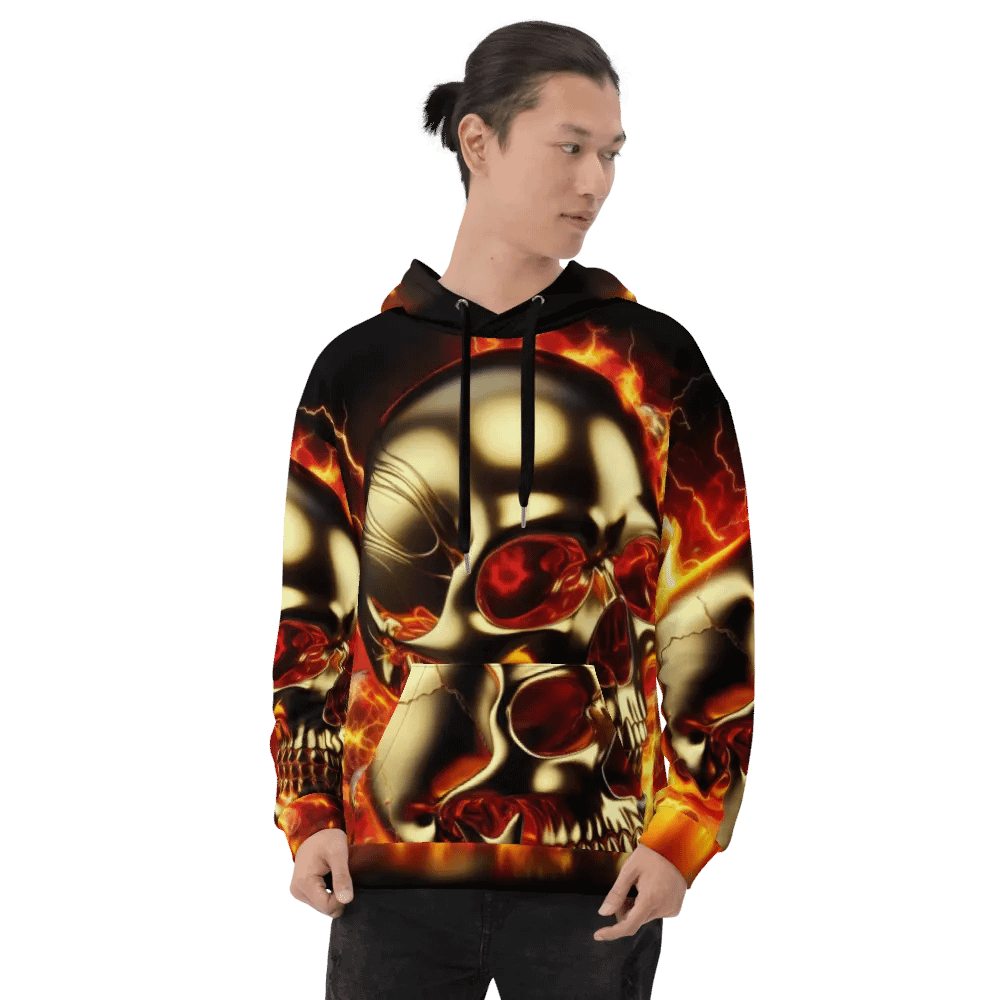 Golden Inferno - Unisex Skull Hoodie #1 product image (8)
