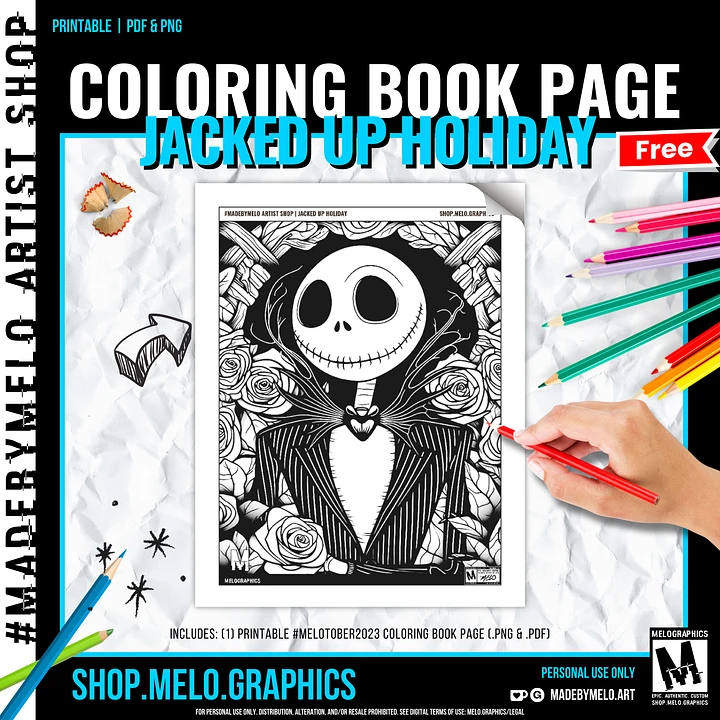 💀 FREE 💀 Jacked Up Holiday Coloring Book Page - Printable PDF | #MadeByMELO product image (1)