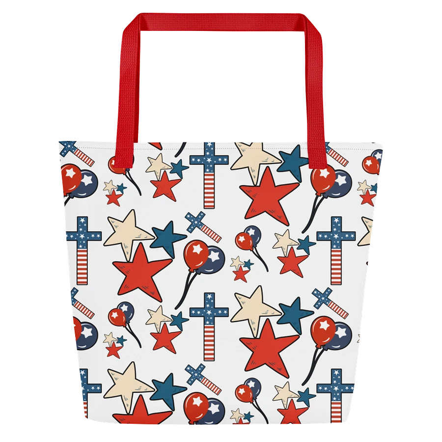 Red, White And Blue Stars And Crosses Tote Bag product image (7)