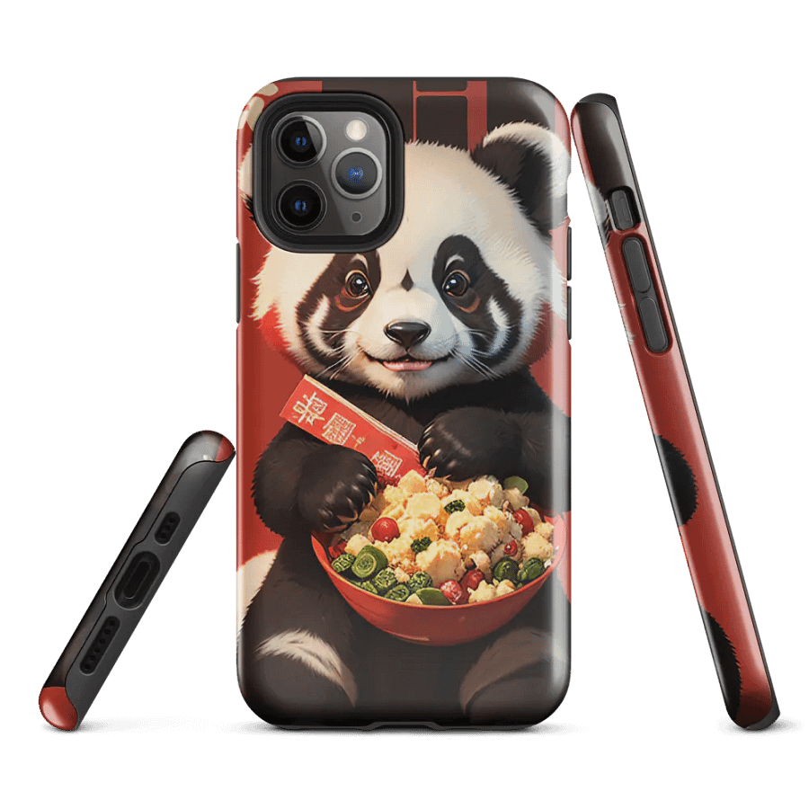 Adorable Panda Feast iPhone Tough Case – Cute Panda Enjoying a Delicious Meal product image (2)