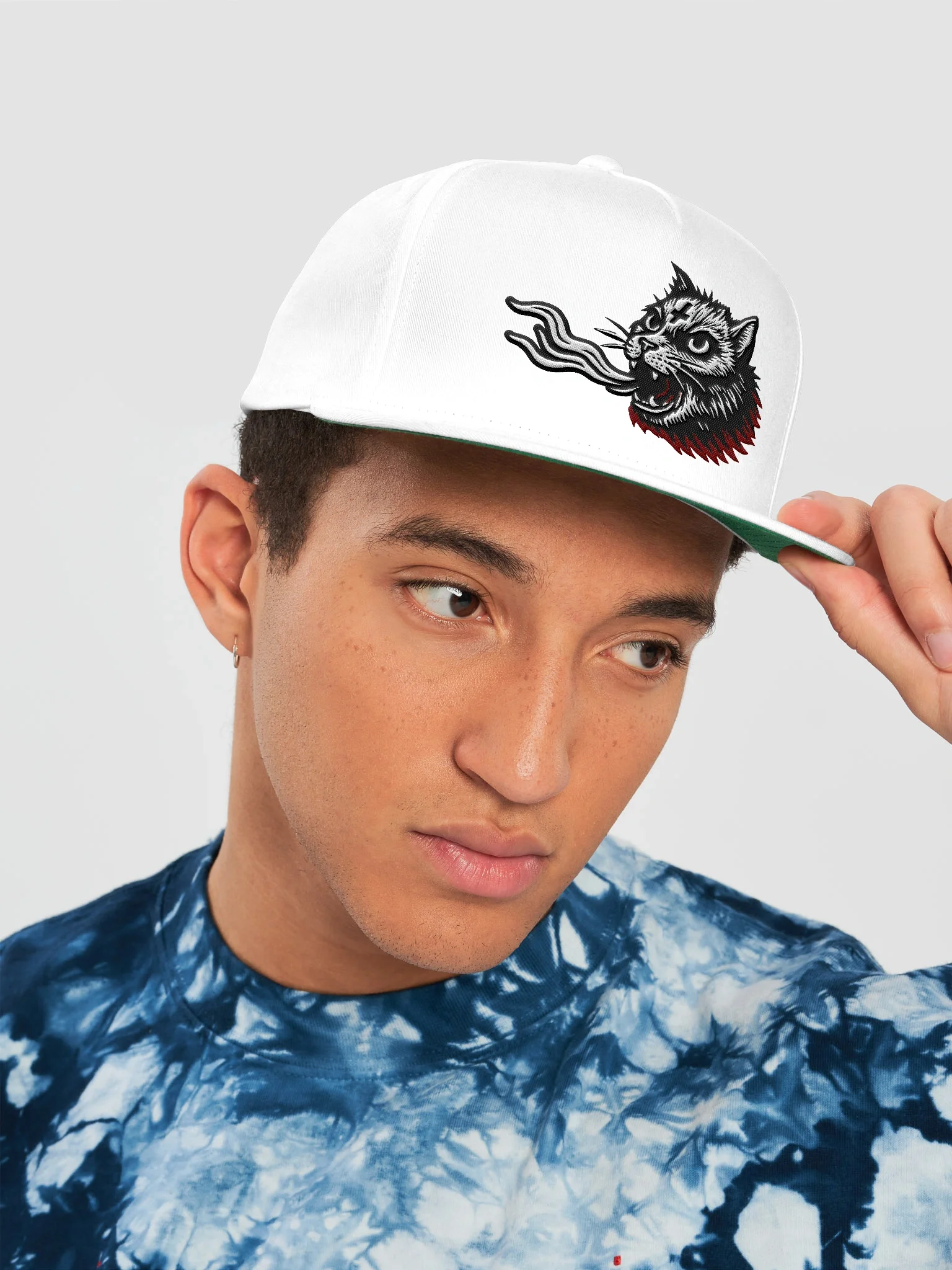 Flame Cat Snap back hat white product image (19)