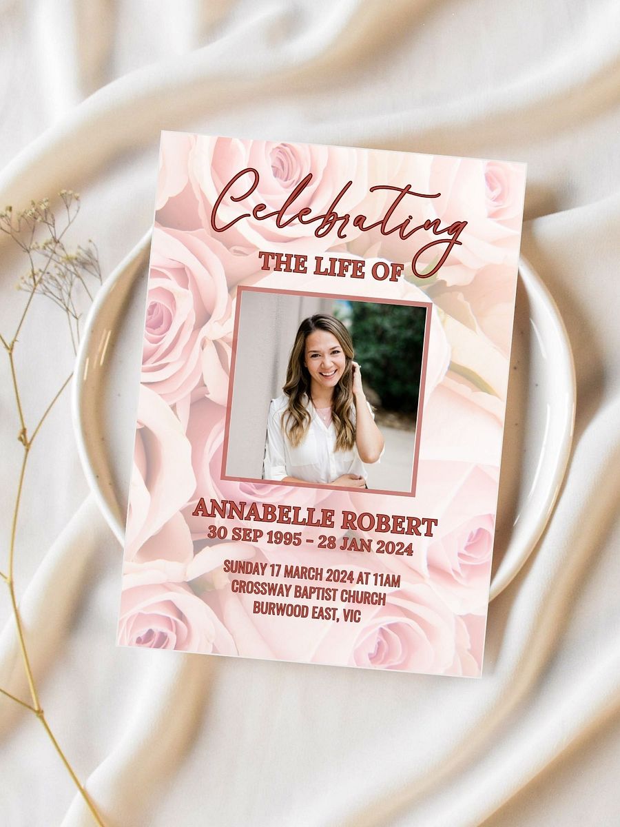 Pink Roses Funeral Program Canva Template product image (2)