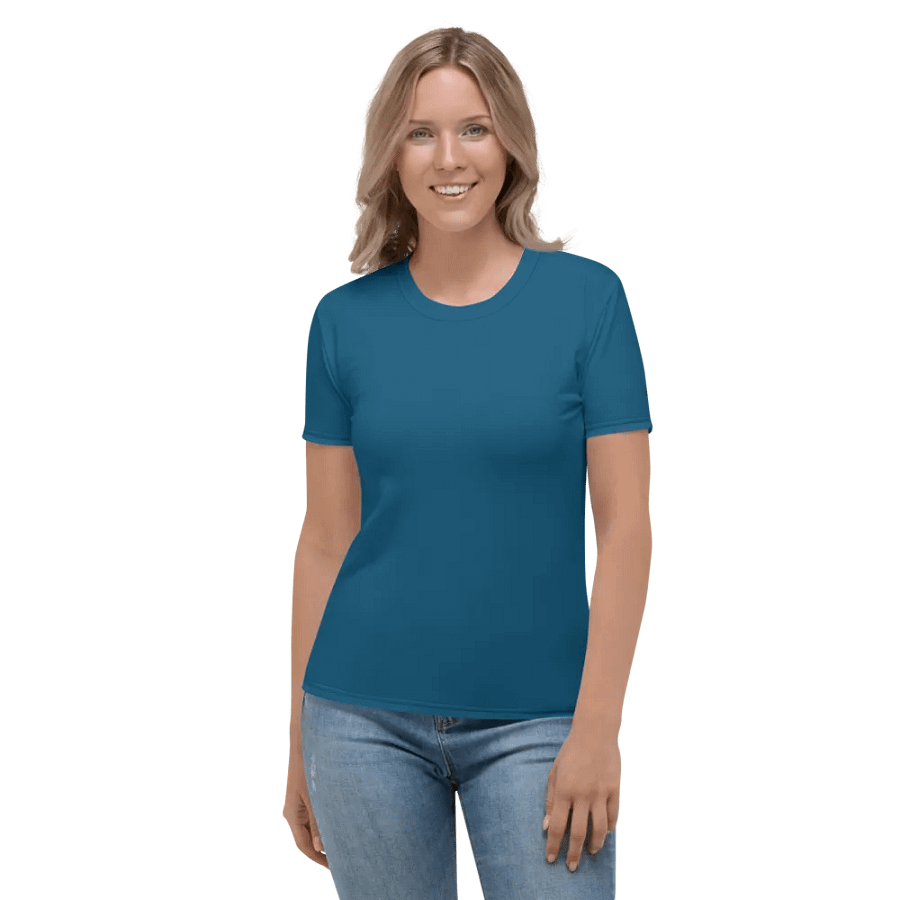 Plain Dark Blue True Summer Women's Crewneck Polyester Heavyweight Premium T-Shirt by Treasure Pie product image (4)