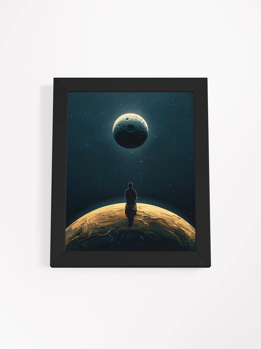 Solitude on a Distant World Framed Print | Contemplative Space Art product image (1)