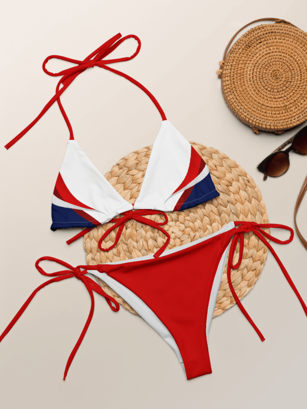 Low Rise Cheeky String Bikini, Red White and Blue Top, Red Bottoms product image (1)