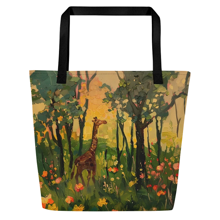 Tote Bag: Giraffe in the Forest Wildlife Painting Design product image (1)