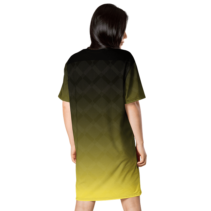 Exclusive Gradient T-Shirt Dress with Diamond Pattern - Black to Yellow product image (2)