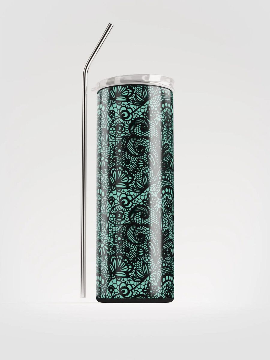 Elegant Lace-Inspired Stainless Steel Tumbler | Green & Black Design product image (1)