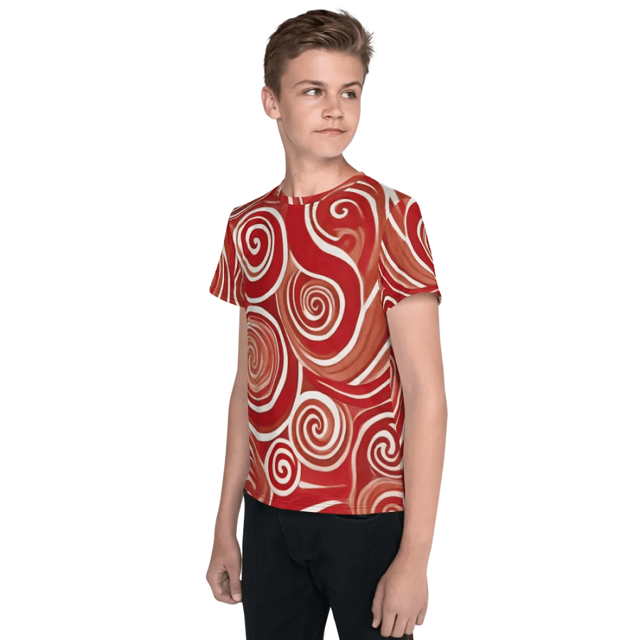 Funky Cherry Swirls Liquid Tie-Dye Youth Crew Neck Tee product image (7)