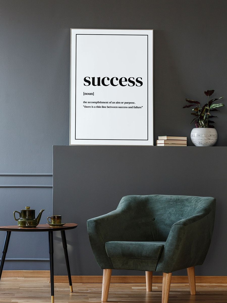 Modern Success Definition Poster, Minimalist Office Decor, Inspirational Quote Wall Art, Motivational Typography Print, Goal Achievement Art product image (2)