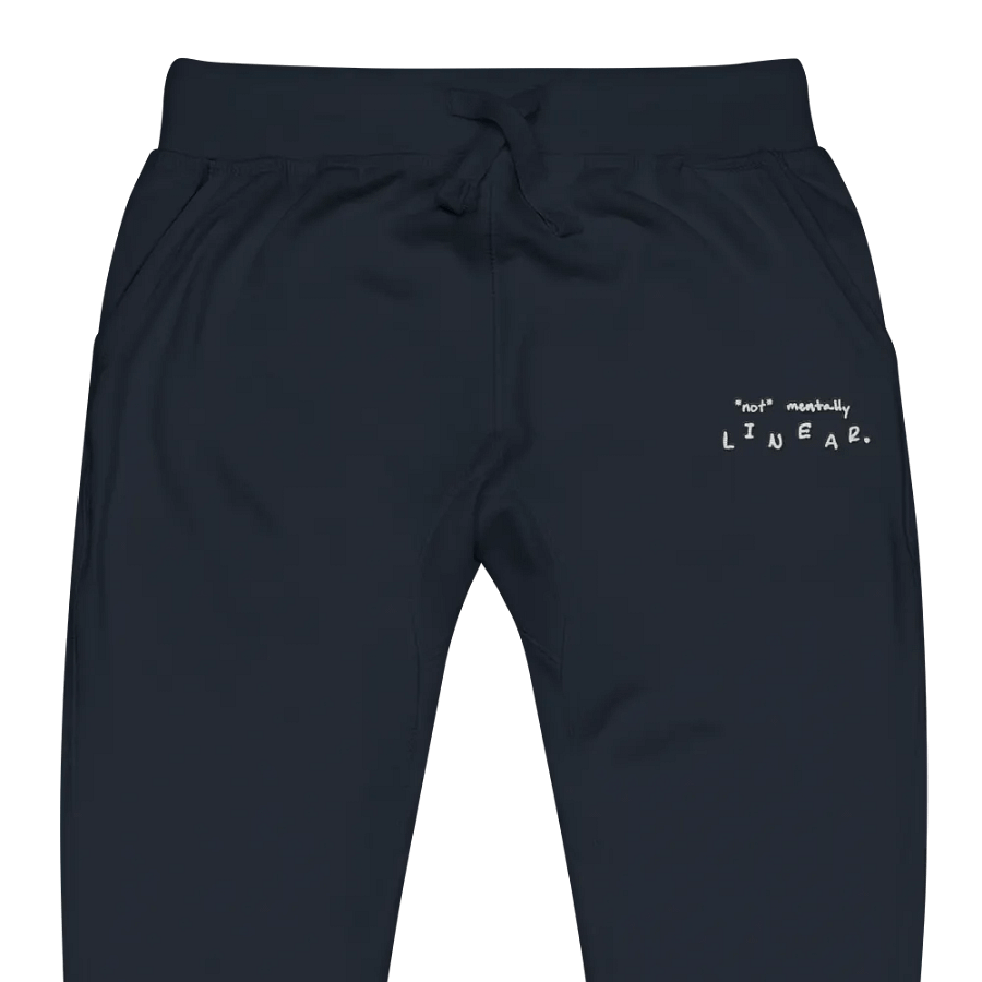 *not* mentally linear (lined design) embroidered fleece sweatpants product image (11)