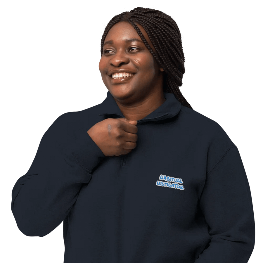 HABITUAL INSTIGATOR (aqua bubble design) embroidered quarter zip product image (13)