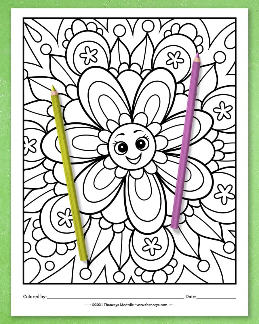Happy Flowers Coloring Pages product image (4)