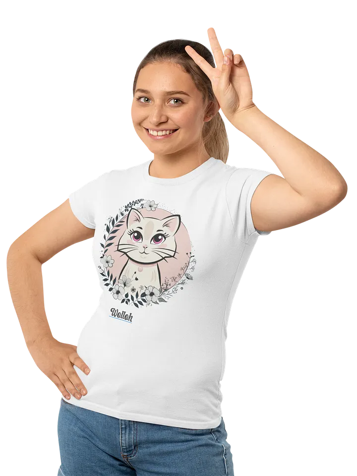 Elegant Floral Cat Graphic Women's Relaxed Fit T-Shirt product image (2)