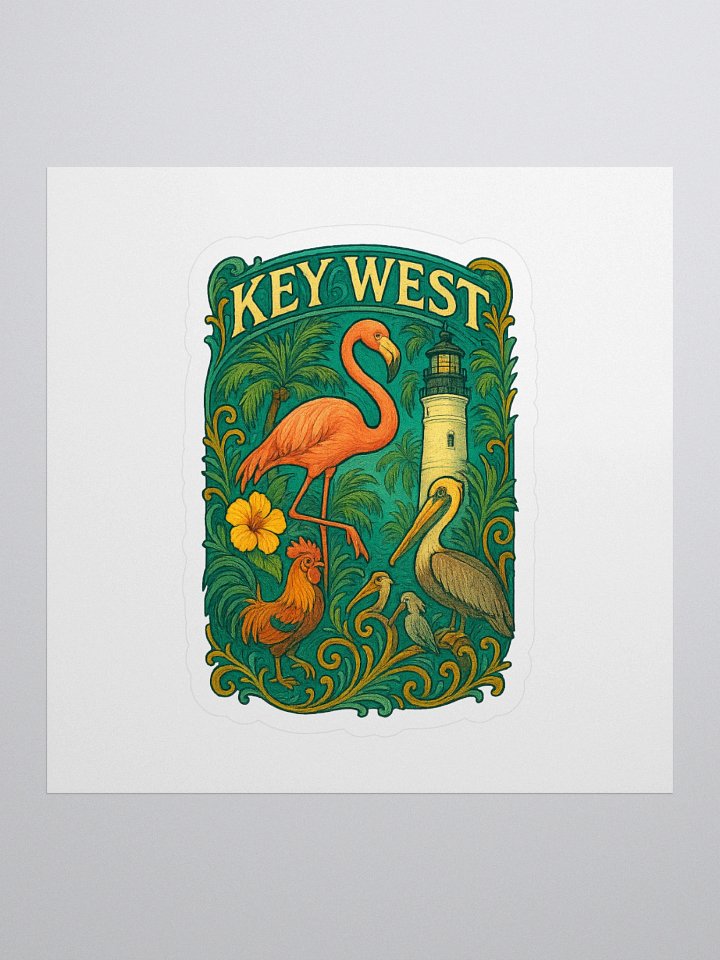 Kiss-Cut Key West Tropical Sticker with Flamingo, Pelican, Rooster, Lighthouse, and Hibiscus product image (2)